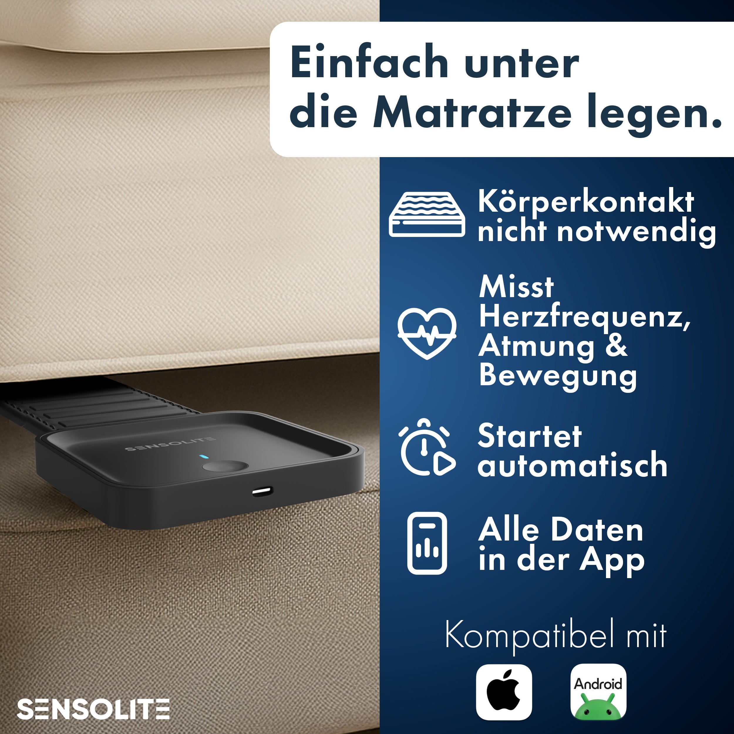 Sensolite Schlaftracker: Kontaktloser Sleep Monitor - sensolite